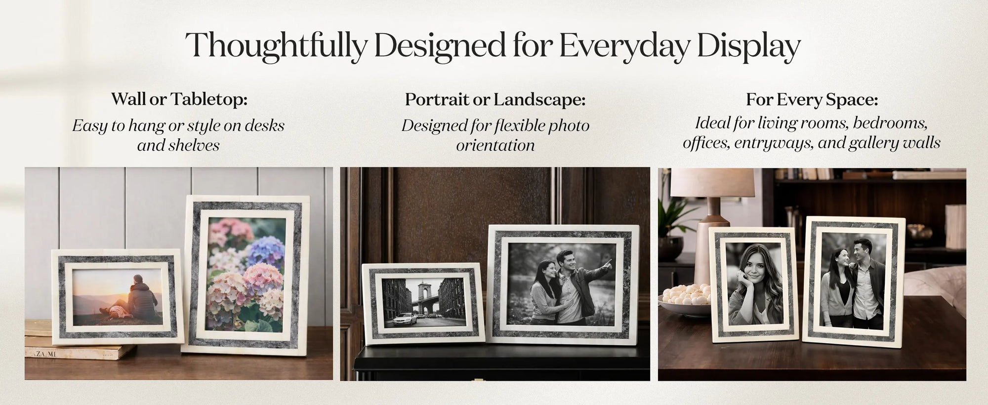 Picture Frame Kayala Luma Collection Bone Inlay White & Grey – 4x6 & 5x7