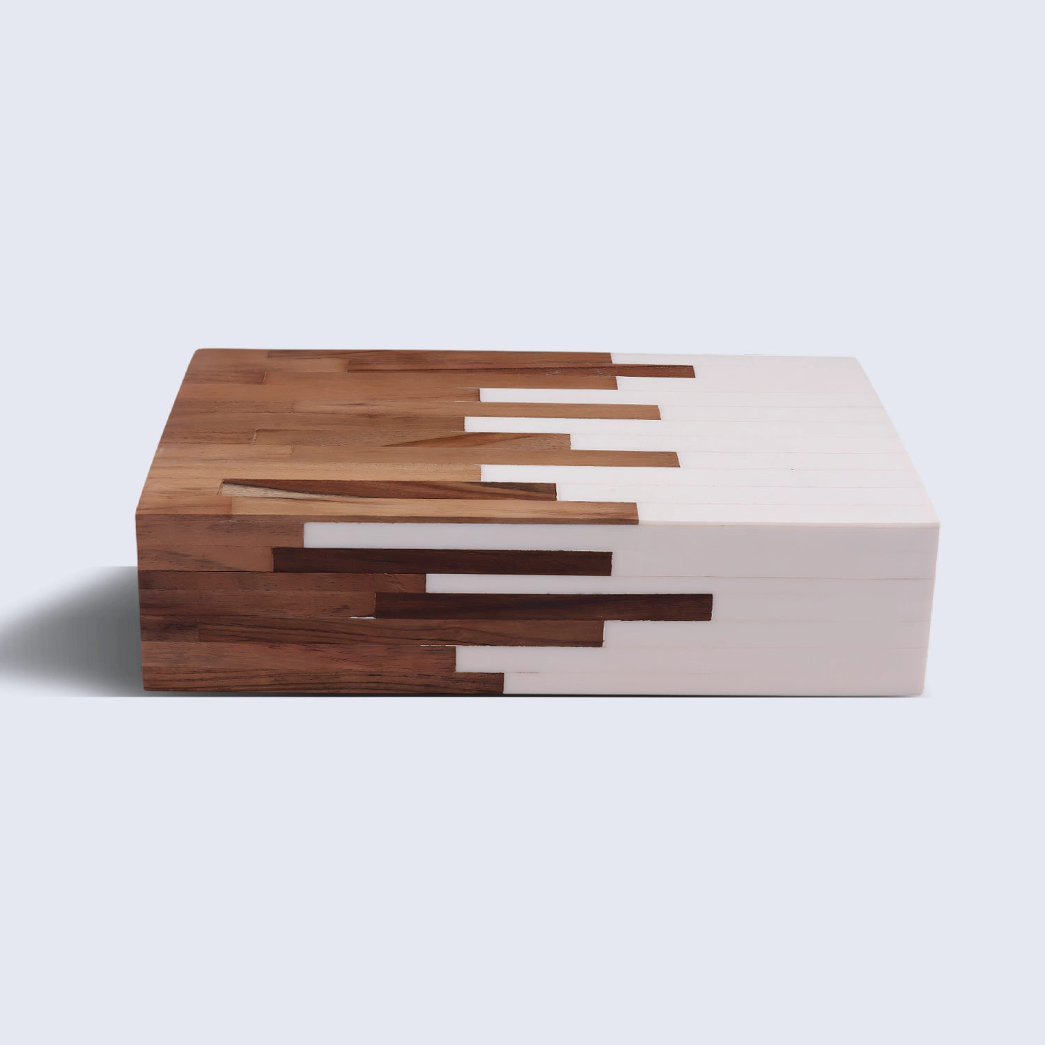 Decorative Storage Box Equalizer Wood & Resin Inlay in 3 Sizes, Brown White