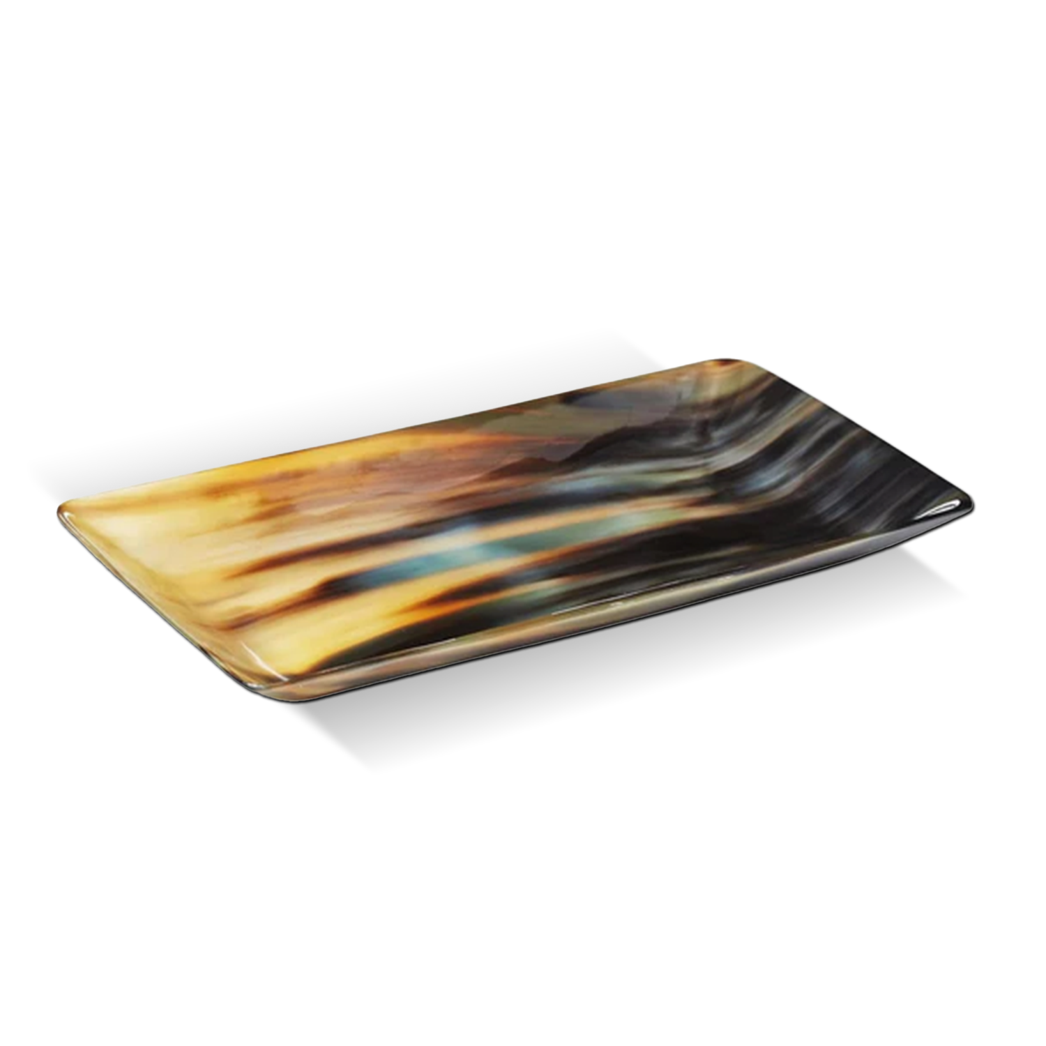 Decorative Horn Vanity Serving Tray in 4x7 inch, Black & Brown