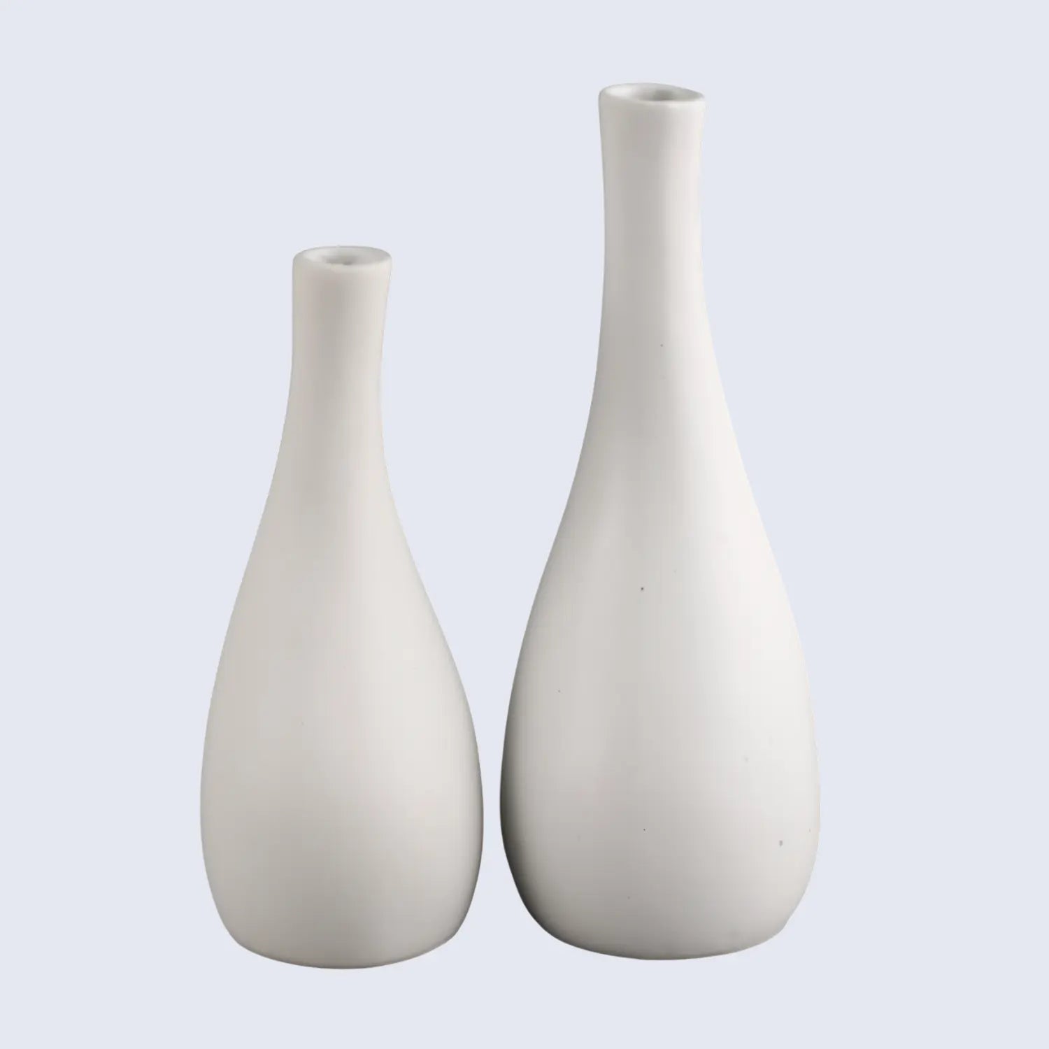 Ceramic Vase Tear Drop  Handmade White Flower Vases  Set Of 2