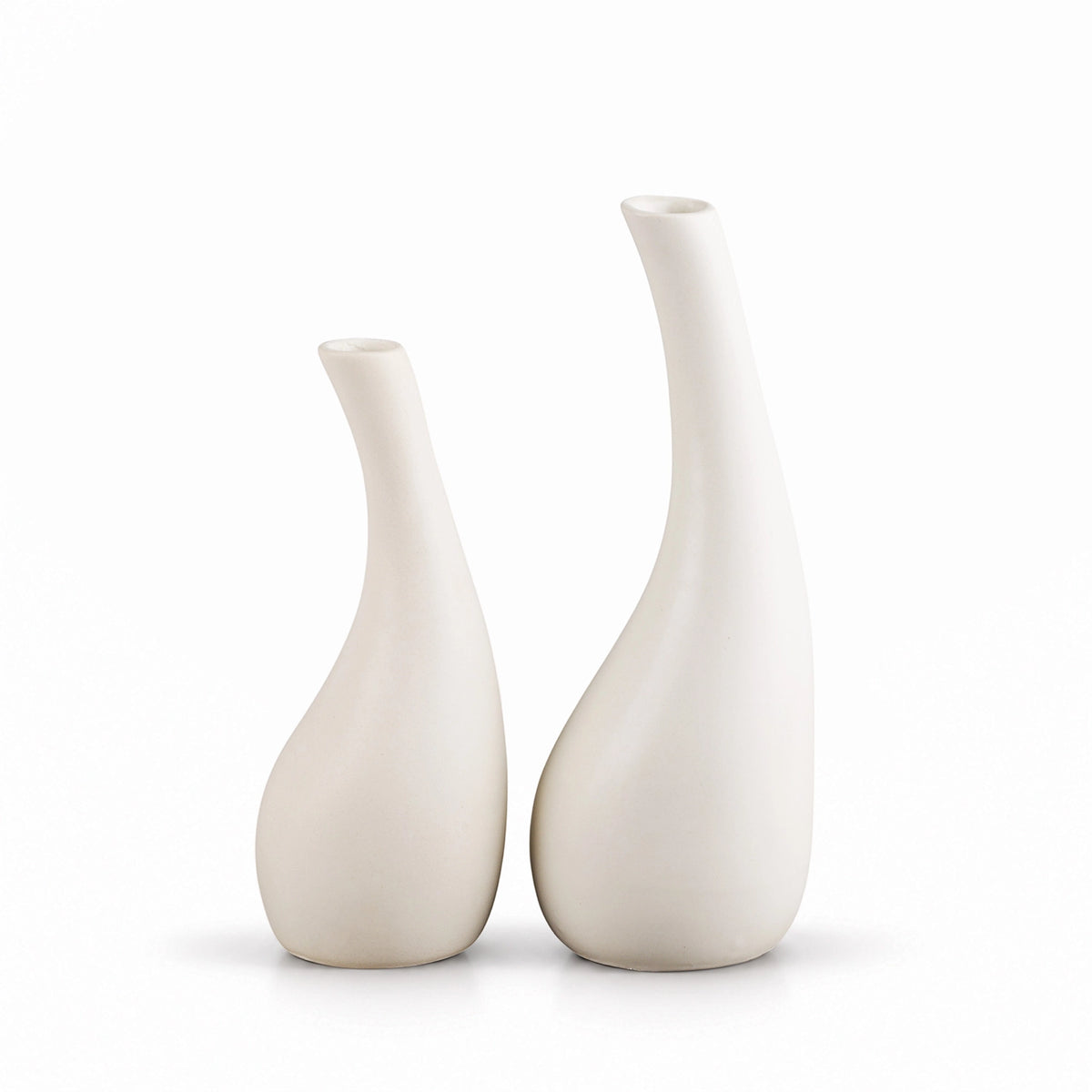 White Ceramic Vase Set of 2, Tear Drop Decorative Vases
