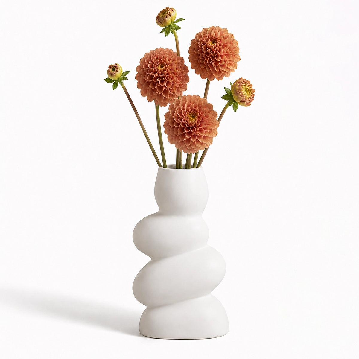 Ceramic Vase  Twist Curve For Flowers White Flower Vase