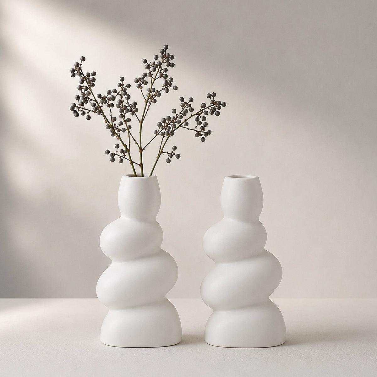 Ceramic Vase  Twist Curve For Flowers White Flower Vase