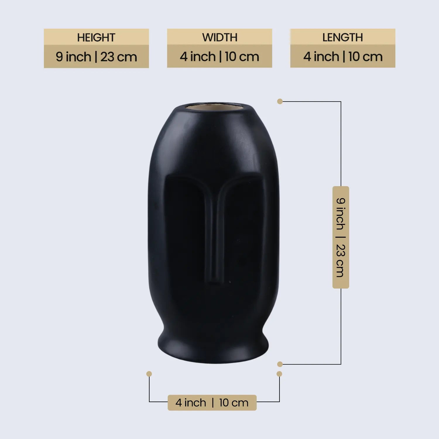 Ceramic Vase Set of 2 Oval Duo Face Pattern – Matte White & Black