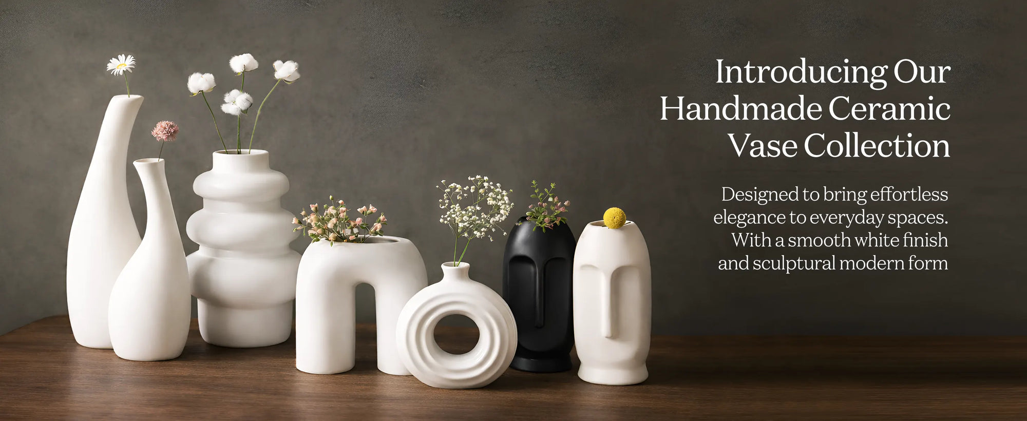 Ceramic Vase  Twist Curve For Flowers White Flower Vase