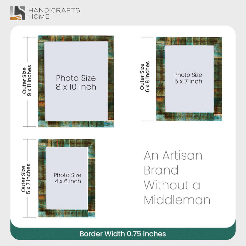 Size Chart for Picture Frames Verdigris Bone Inlay Collection in 3 Sizes