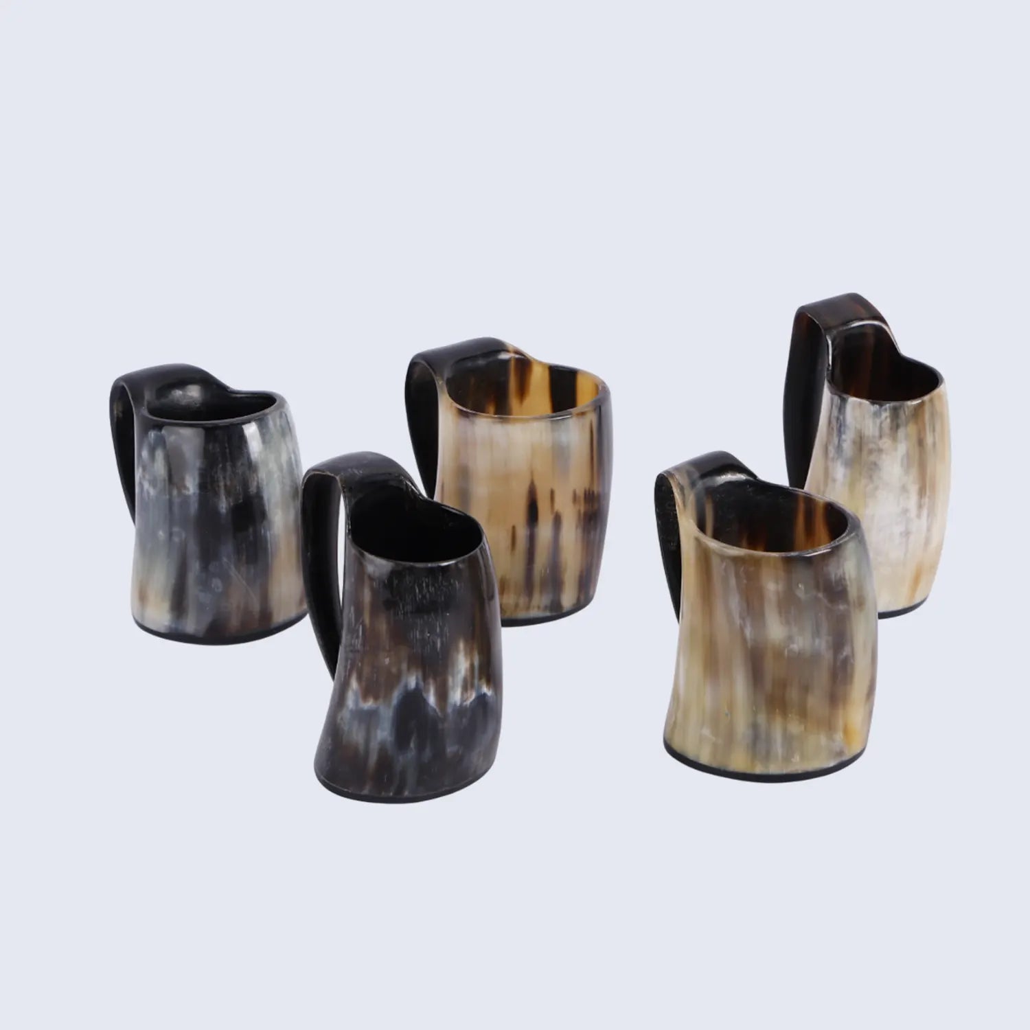 Horn Whiskey Mugs Pack 5 - Holds Upto 6.5 oz, Natural