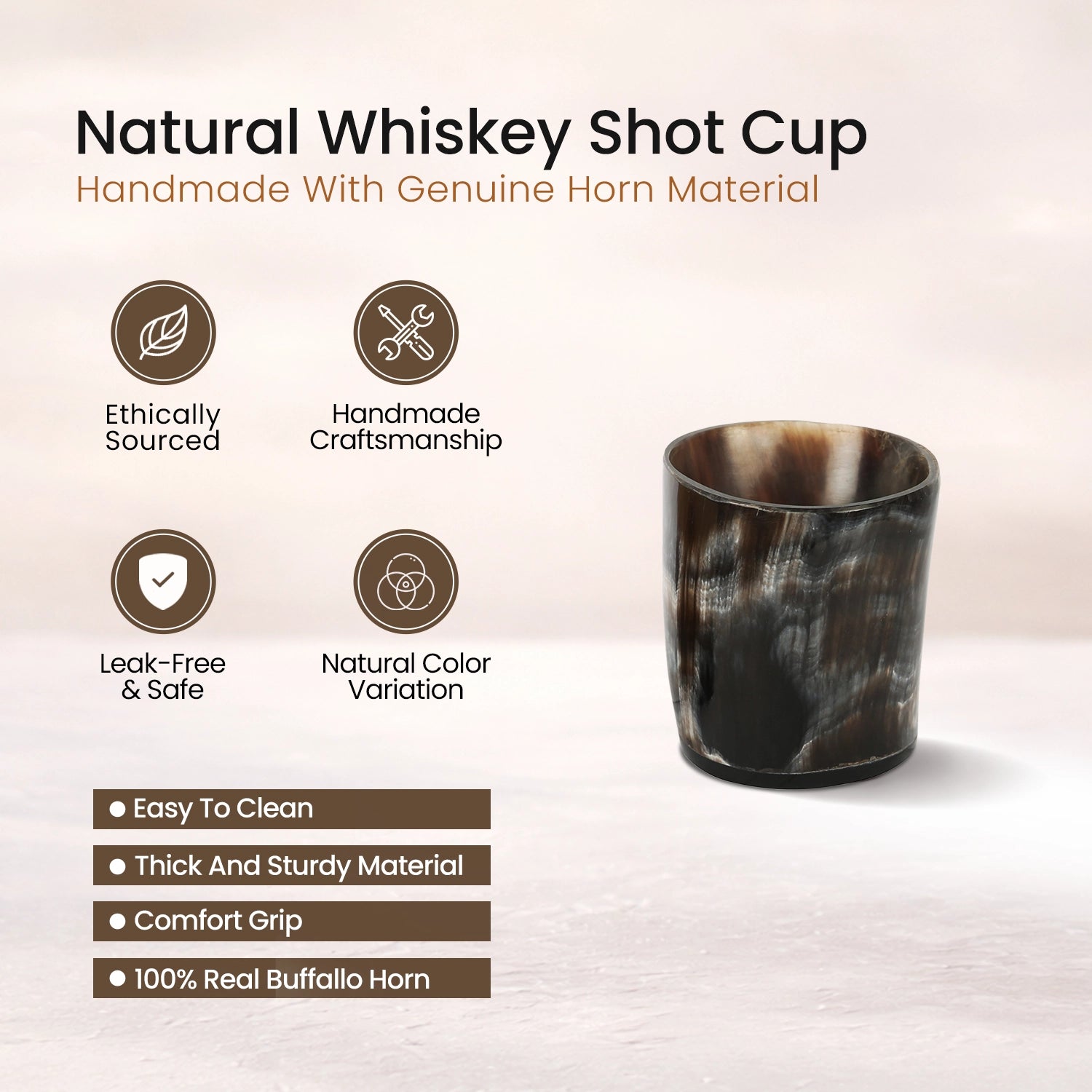 Buffalo Horn Whiskey Shot Glasses 6.5 oz - (Pack of 12)