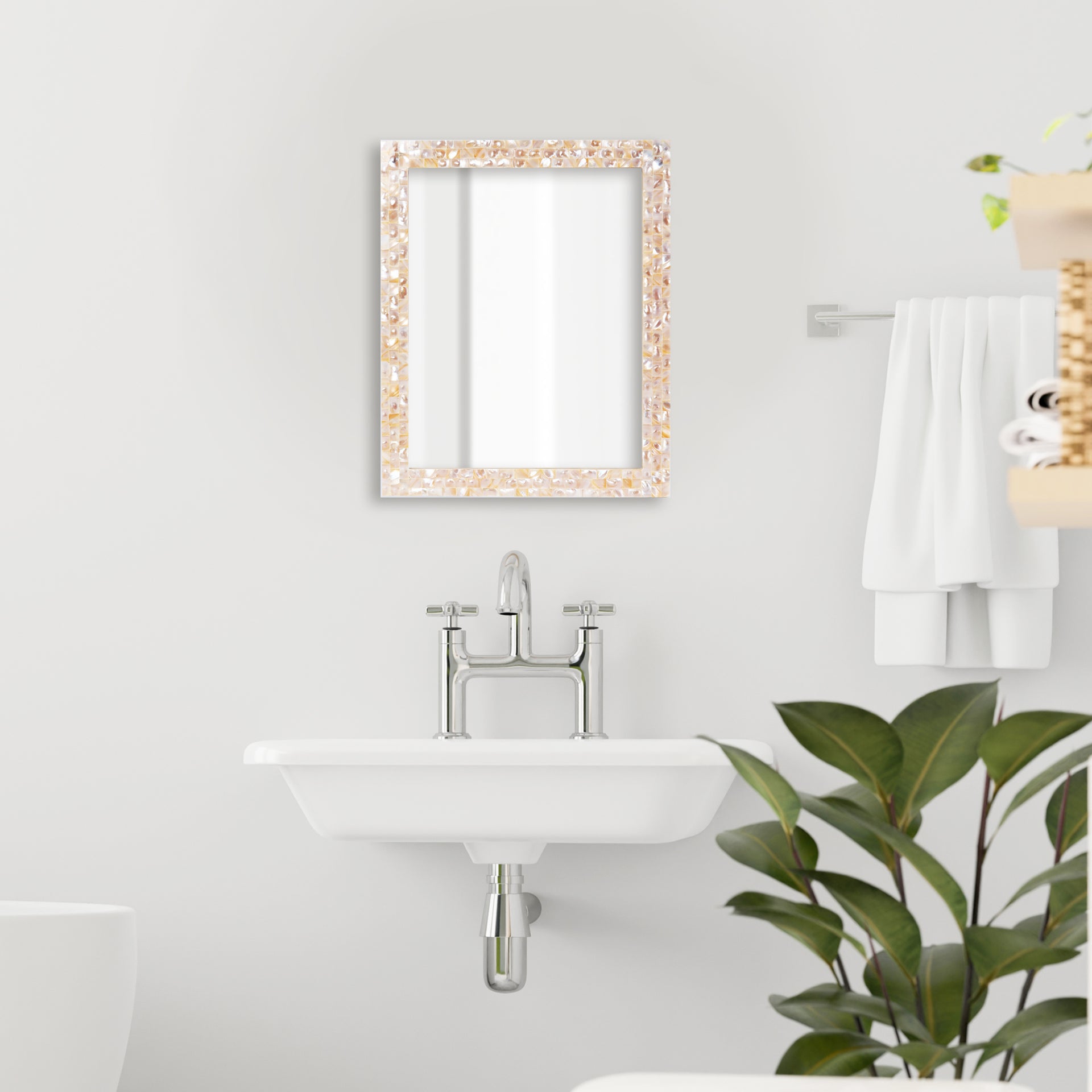 Make to Order Mother Of Pearl White Mirror in 9 Sizes