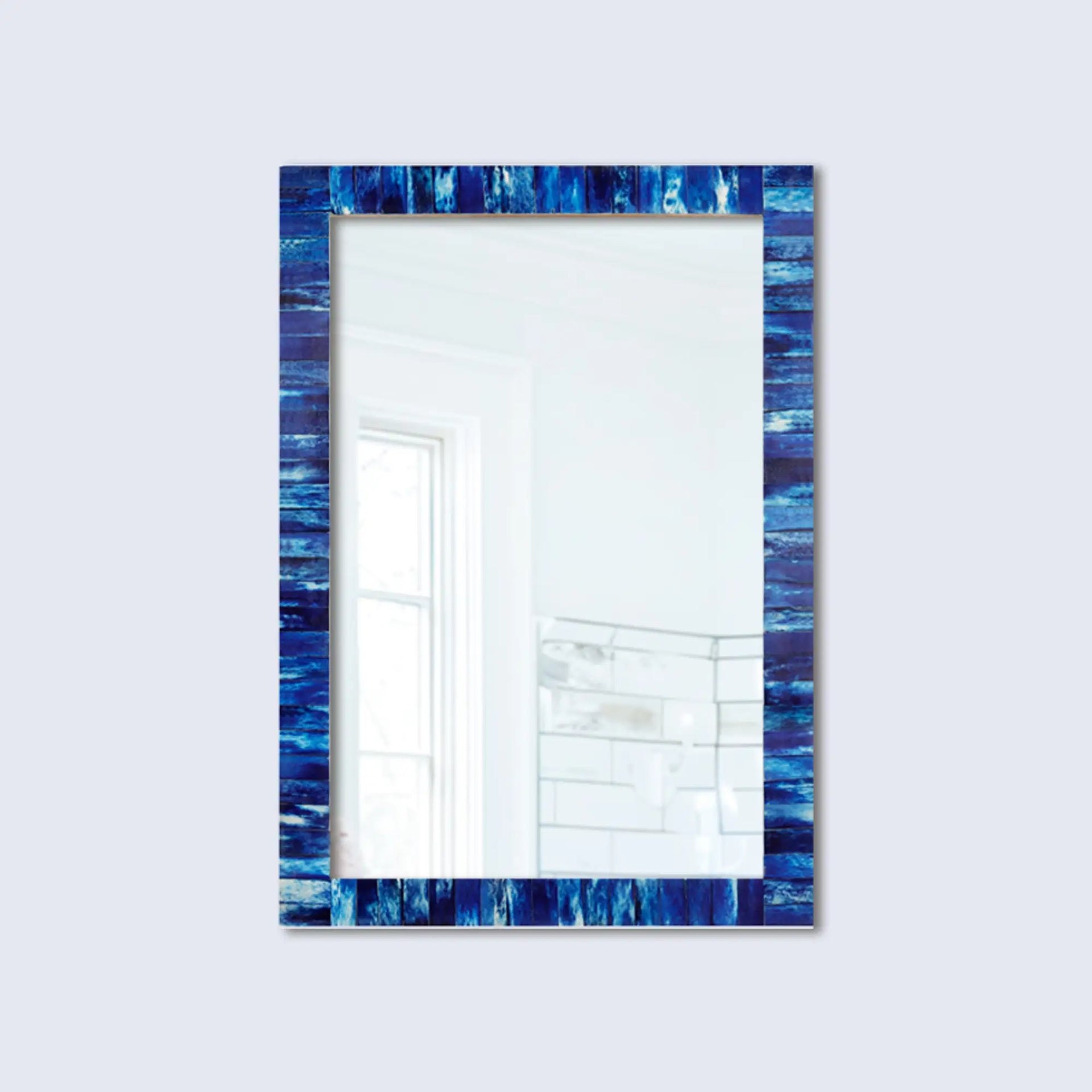 Make to Order Classic Blue Mirror Bone Inlay Collection in 4 Sizes