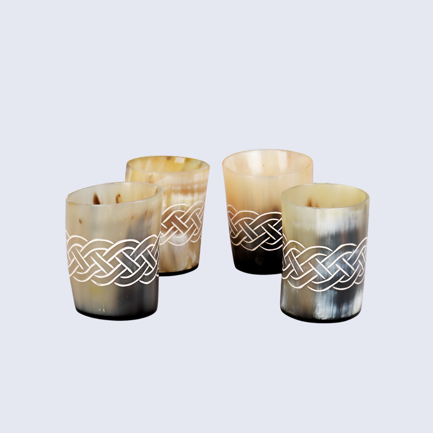 Horn Whiskey Shot Glasses Pack (4,8 & 12) – Hold Up to 6.5oz, Knot