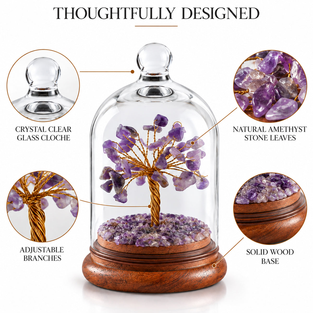 healing crystal tree amethyst with dome purple