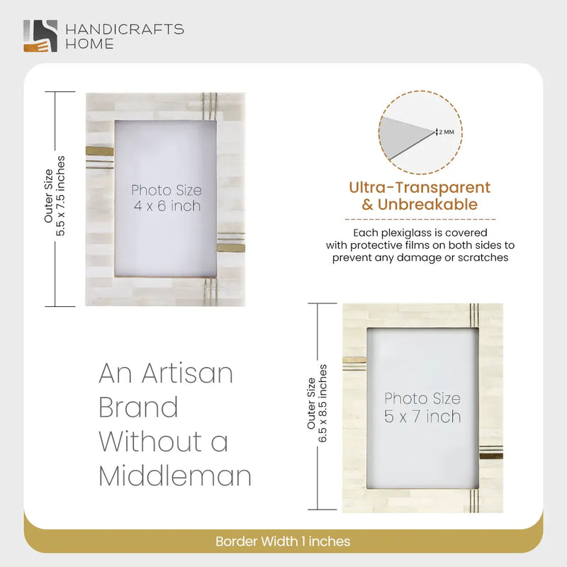 Size Chart for Picture Frames West Coast Barbara Pattern Bone Inlay Collection in 2 Sizes