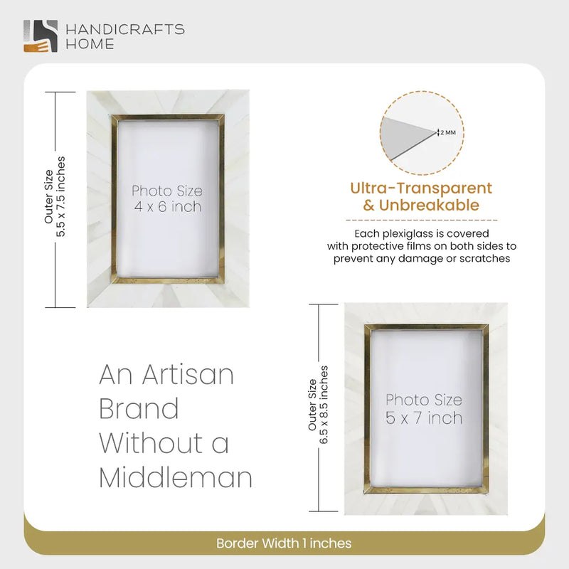 Size Chart for Picture Frames West Coast Monica Pattern Bone Inlay Collection in 2 Sizes