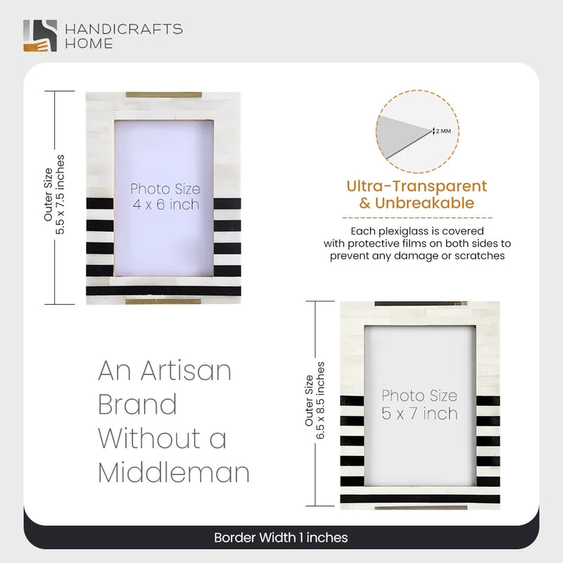 Size Chart for Picture Frames West Coast Naples Pattern Bone & Resin Inlay Collection in 2 Sizes