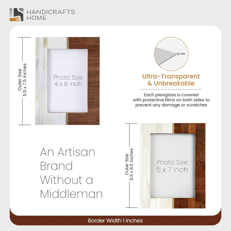 Size Chart for Picture Frames West Coast Sunset Pattern Bone Inlay Collection in 2 Sizes