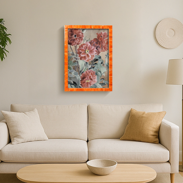 Picture Frames Classic Pattern Bone Inlay Collection in 27 Sizes, Orange