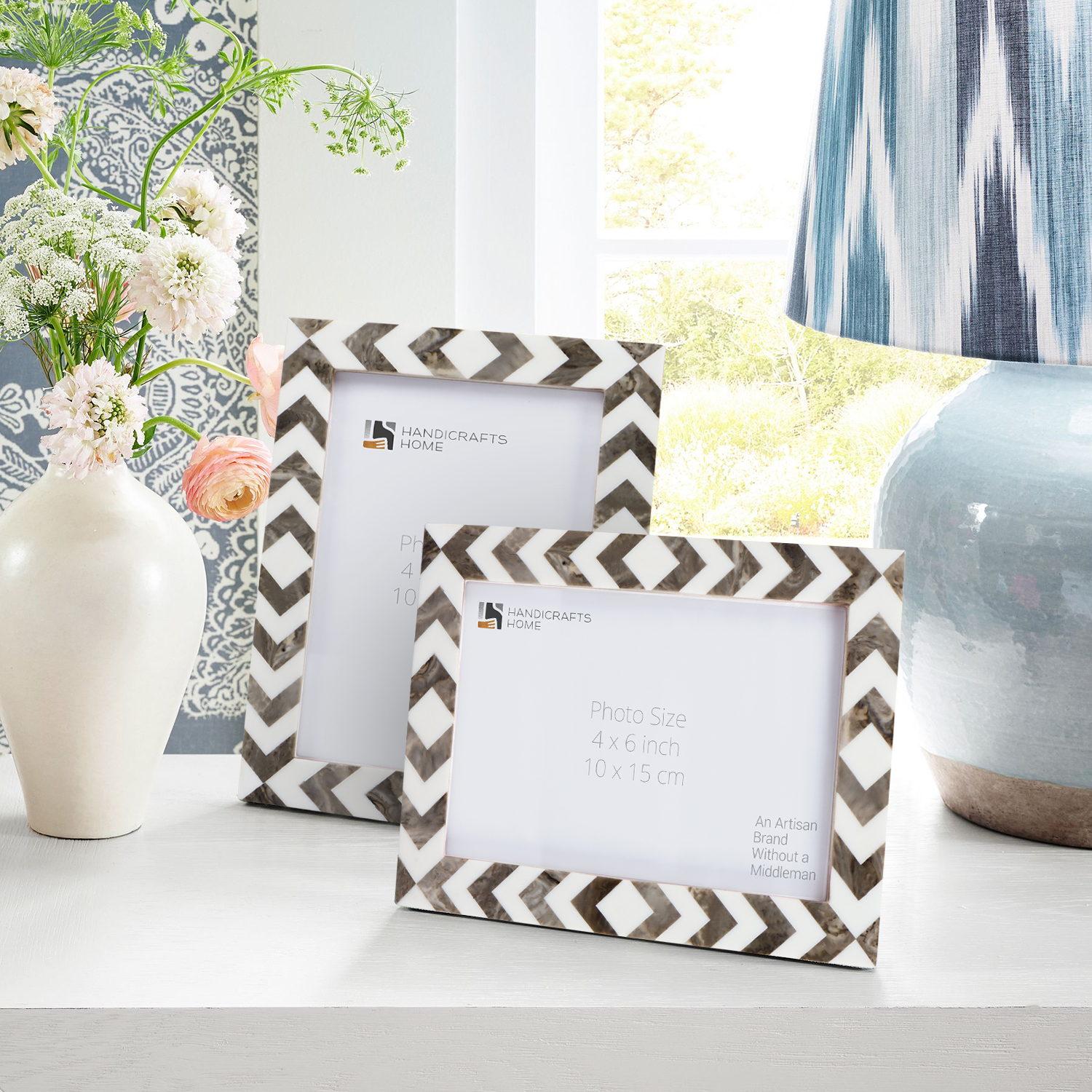 Picture Frames Lisbon Cortica Pattern Resin Inlay Collection in 3 Sizes, Pack of 2