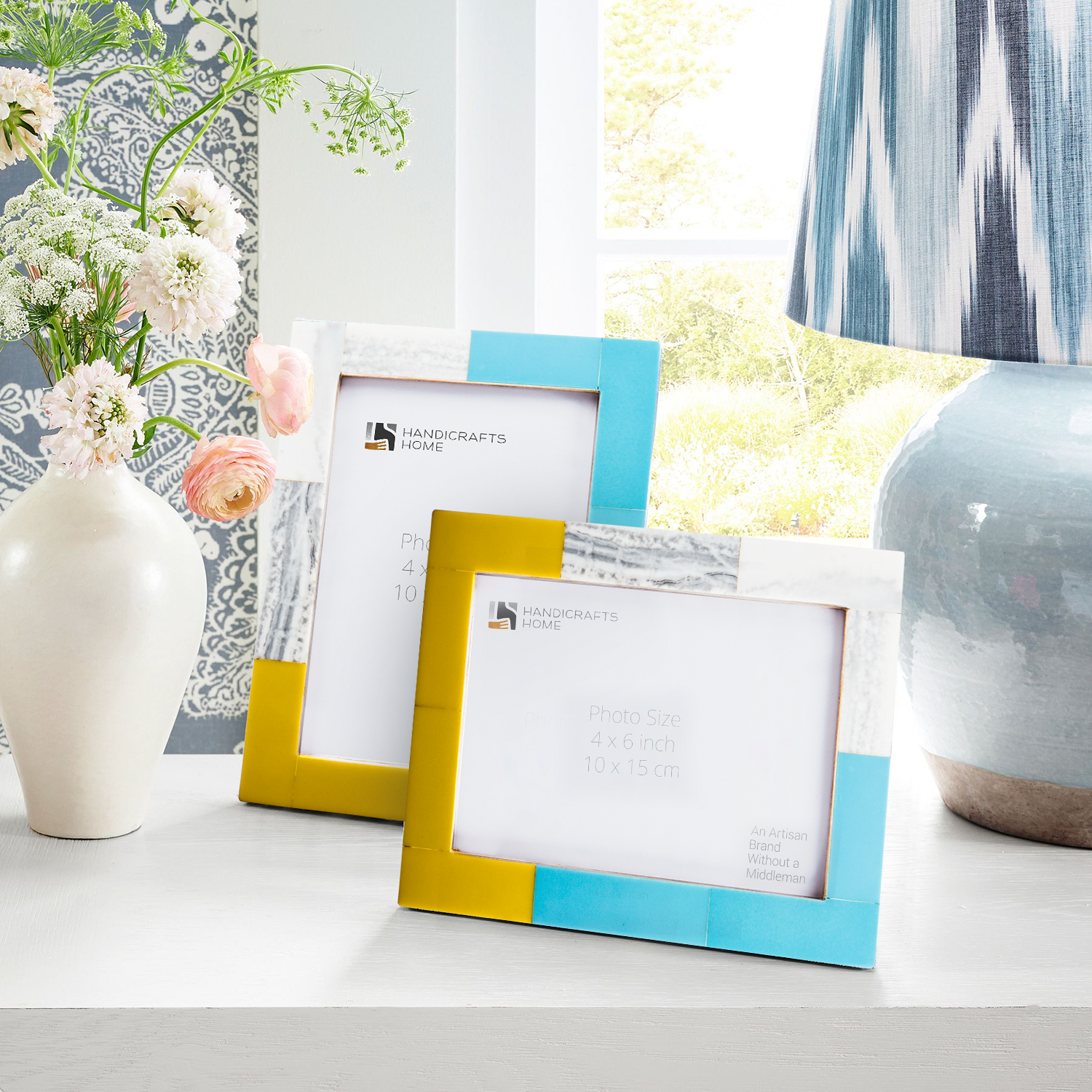 Picture Frames Mondrian Driftwood Pattern Resin Inlay Collection in 3 Sizes, Pack of 2