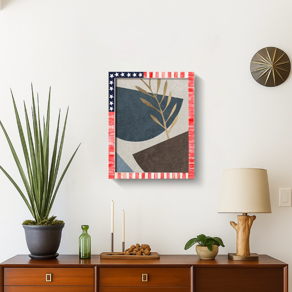 Poster Frame USA American Flag Pattern Bone & Resin Inlay Collection in 22 Sizes