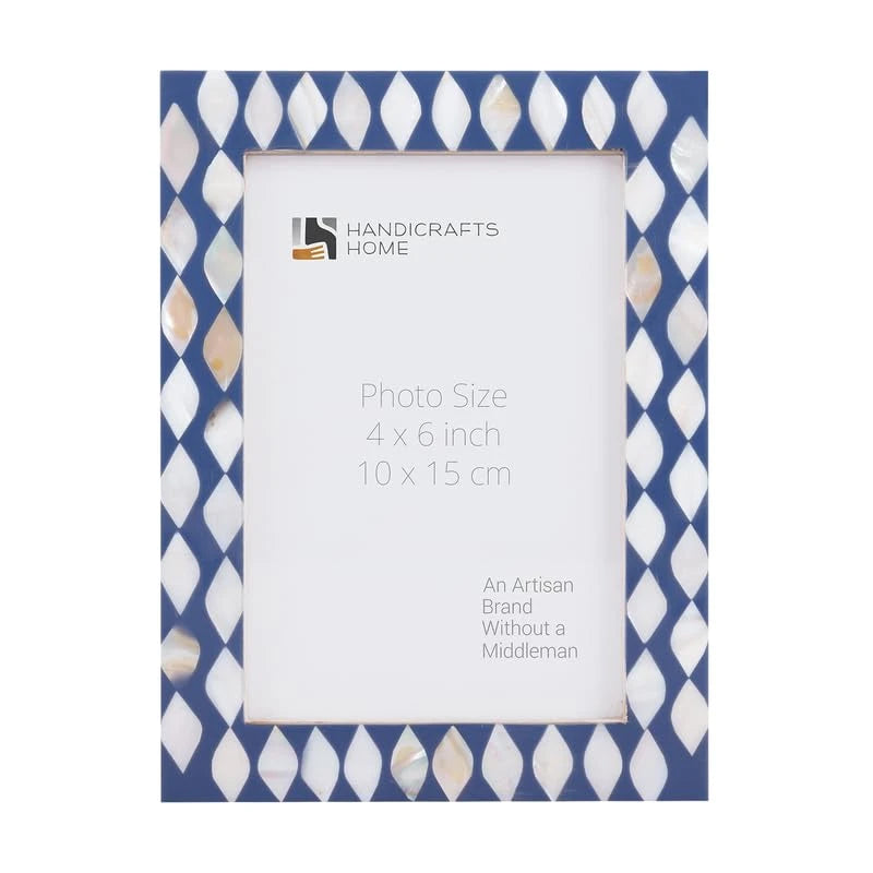 Picture Frame Avant Drops Collection Mother of Pearl & Resin Inlay Blue & White – 4x6, 5x7 & 8x10"