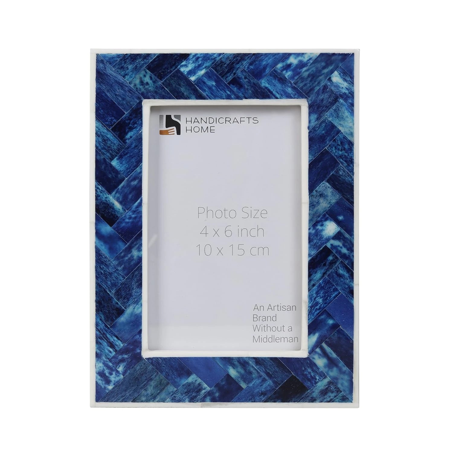 Picture Frame Herringbone Pattern Bone Inlay Blue – 4x6 & 5x7"