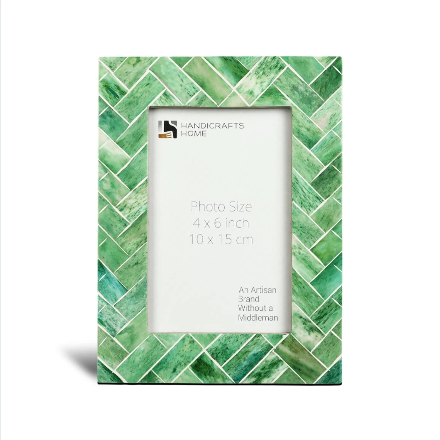 Picture Frame Green Leaf Collection Bone Inlay Green & White – 4x6"
