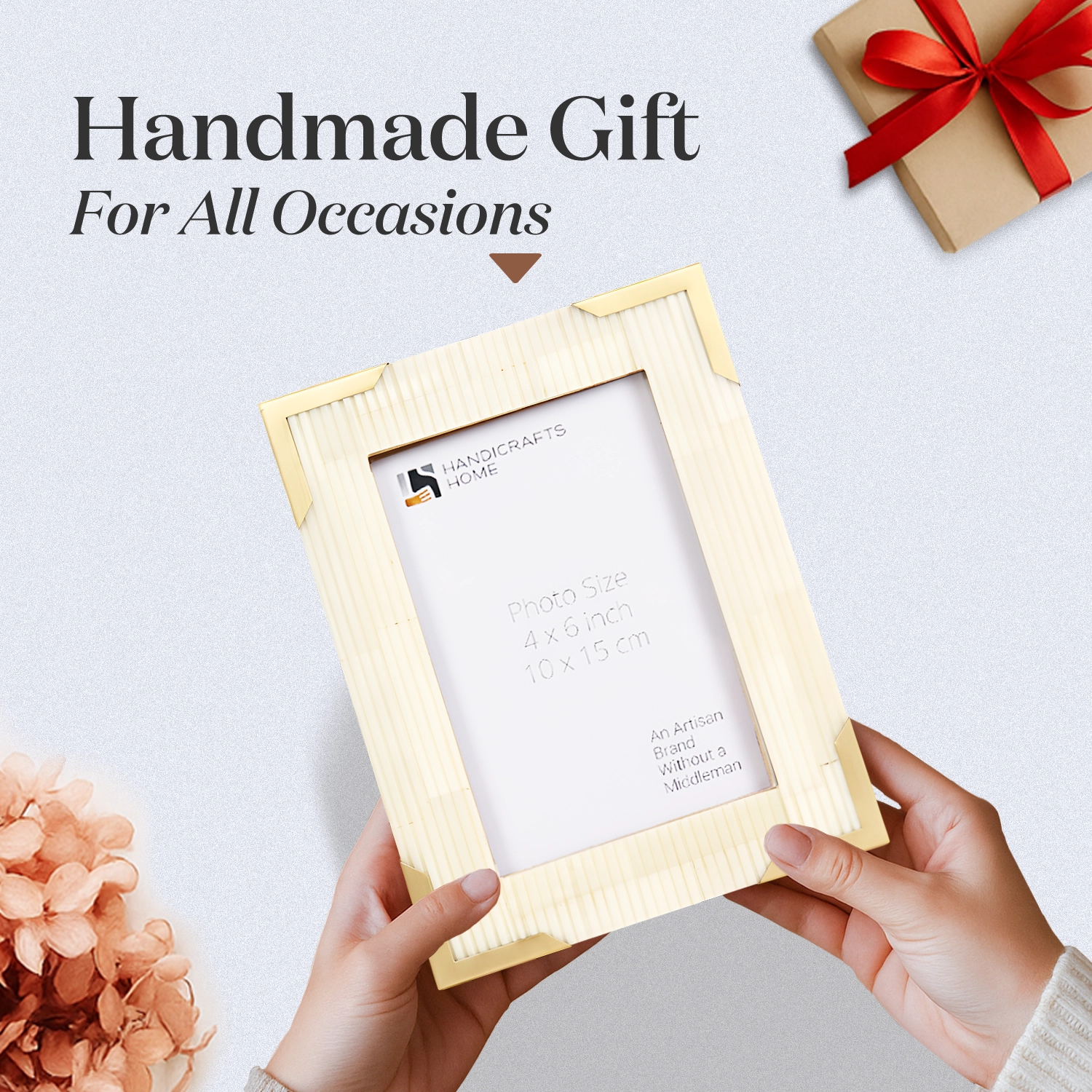 Bone Inlay & Brass Delux Carta Picture Frames, White 4x6