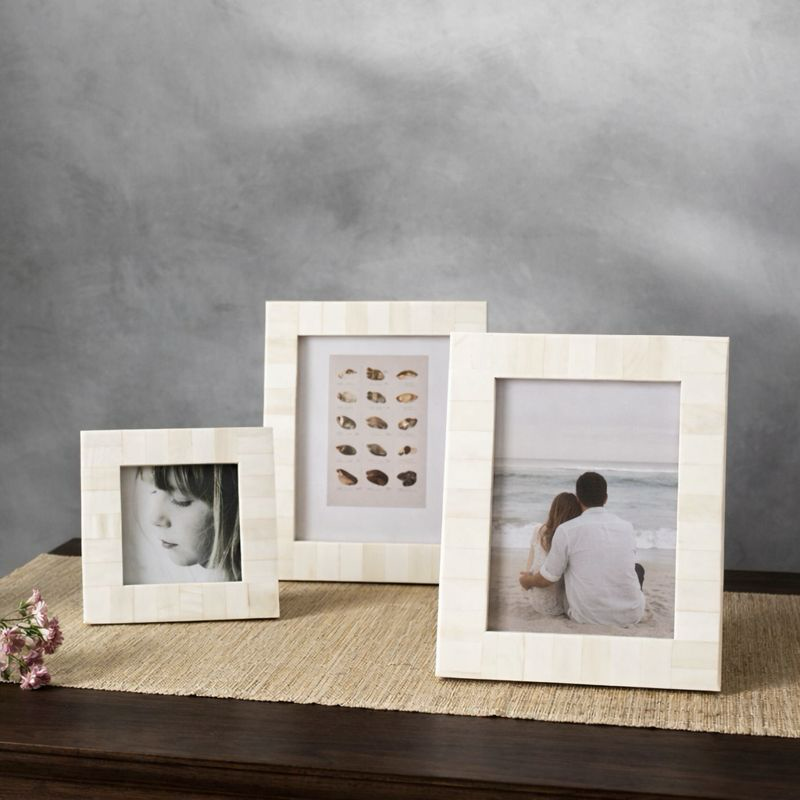 Picture Frames Classic Pattern Bone Inlay Collection in 3 Sizes, White