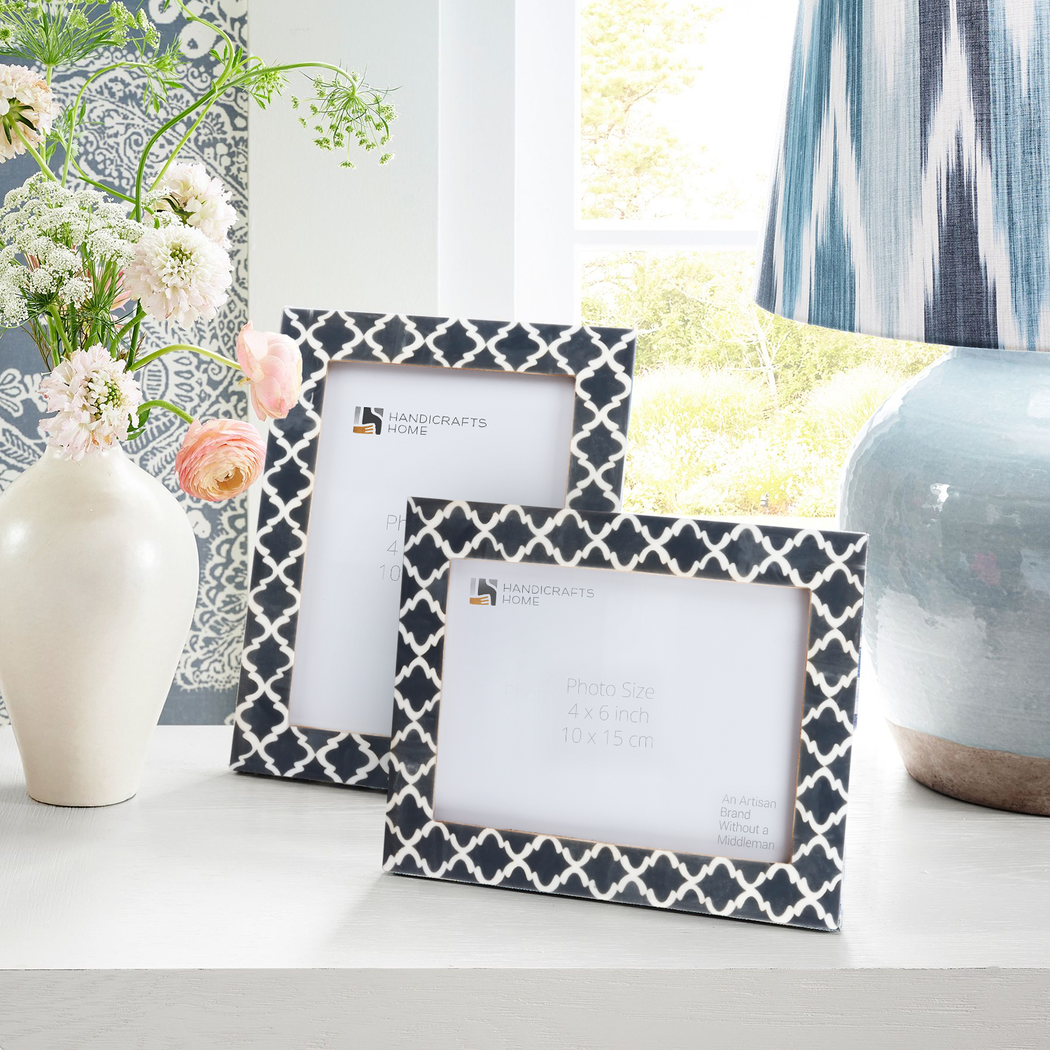 Picture Frames Casablanca Fumar Pattern Resin Inlay Collection in 3 Sizes, Pack of 2