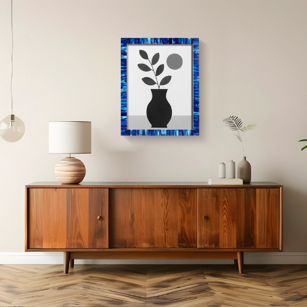 Picture Frames Classic Pattern Bone Inlay Collection in 27 Sizes, Blue