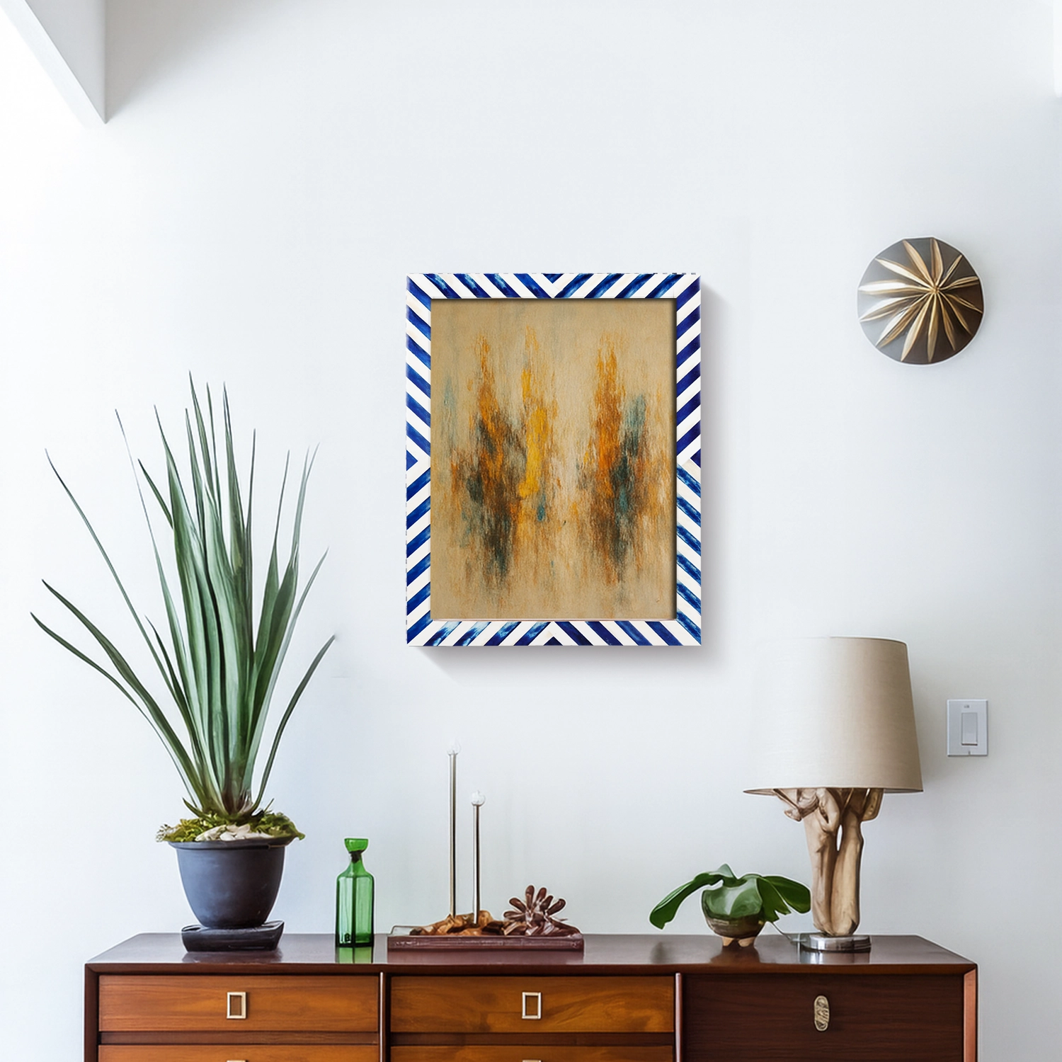 Picture Frames Chevron Pattern Bone Inlay Collection in 29 Sizes, Blue