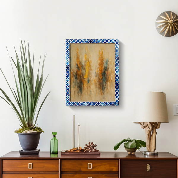 Picture Frames Moroccan Pattern Bone & Resin Inlay Collection in 27 Sizes, Blue