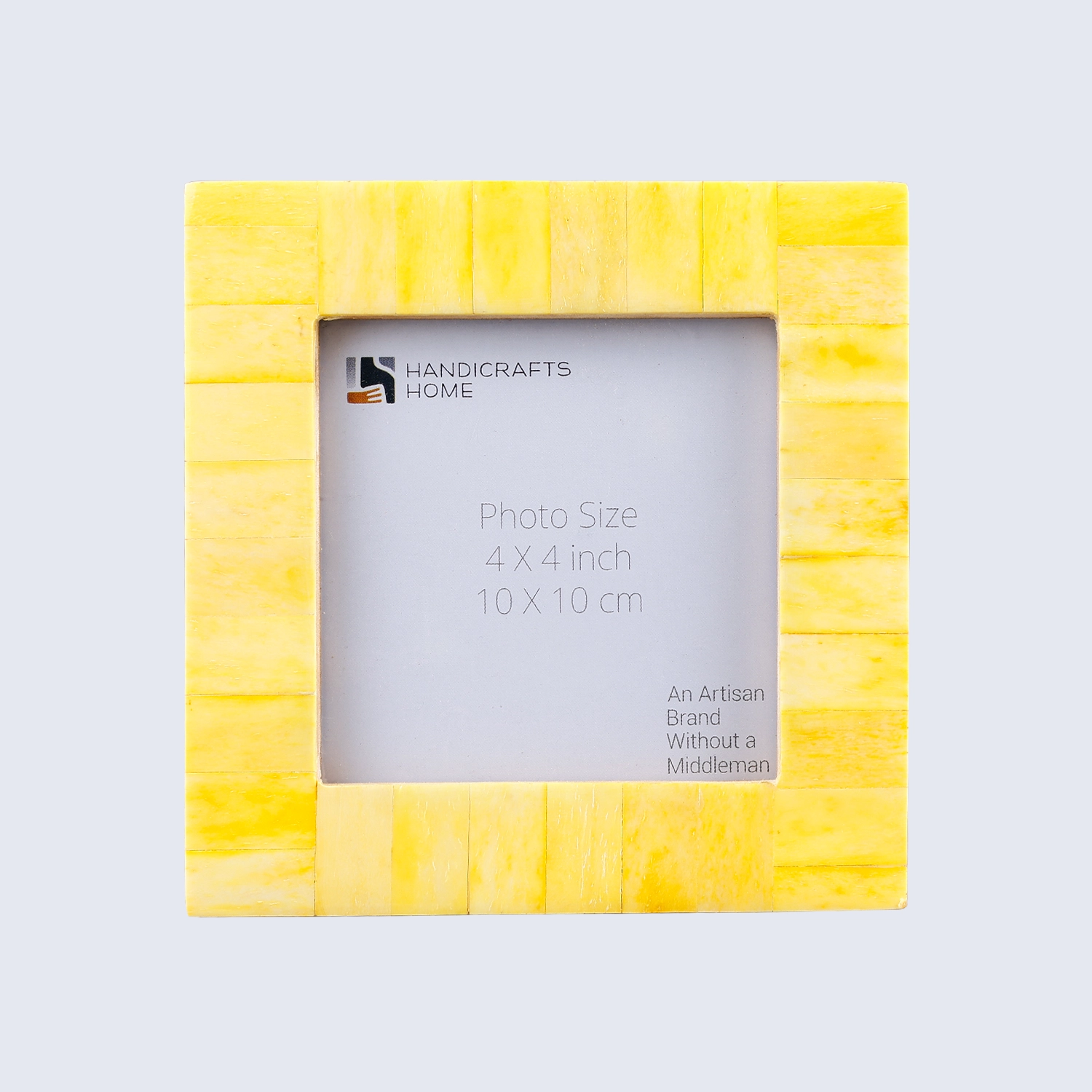 Square Baby Picture Frames Classic Pattern Bone Inlay 4x4 inch, Yellow