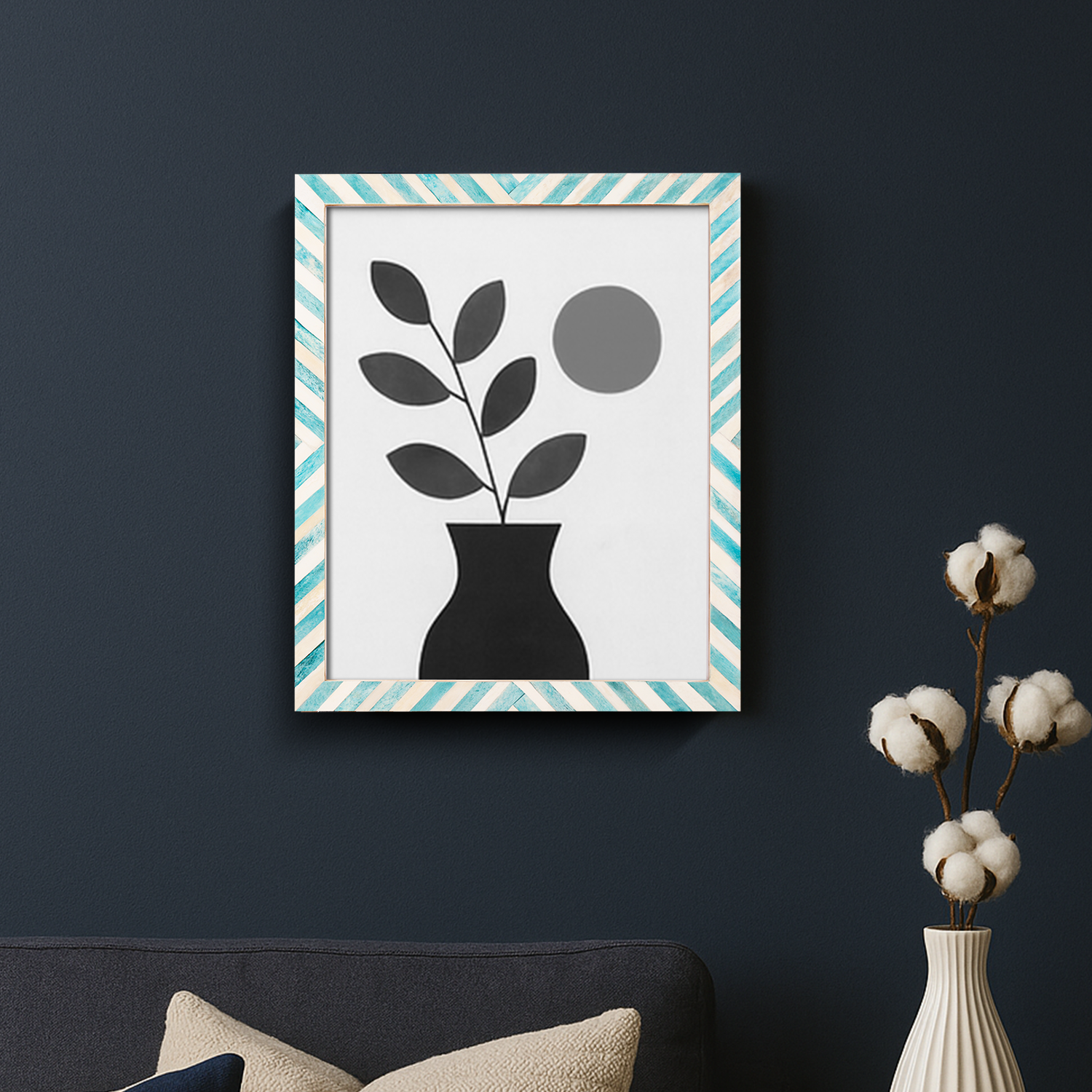 Picture Frames Chevron Pattern Bone Inlay Collection in 29 Sizes, Green