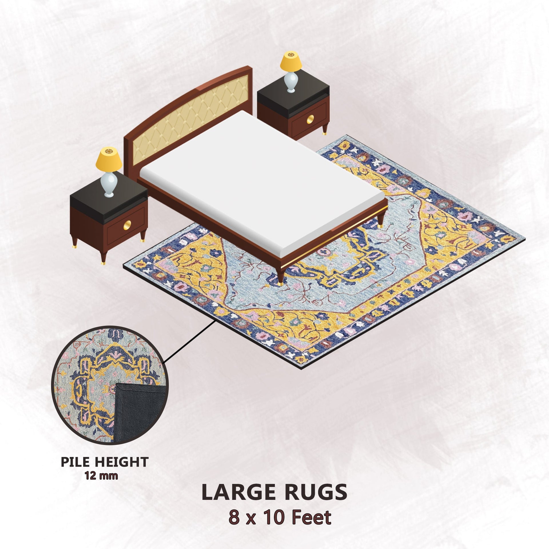 Premium Hand-Tufted Rug Made of 100% Wool  - Royal Realm - 8x10 Feet